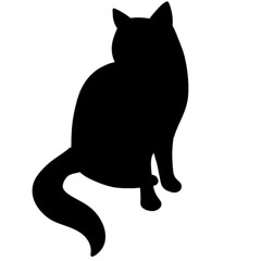 Isolated cat on the white background. Cat silhouettes. 