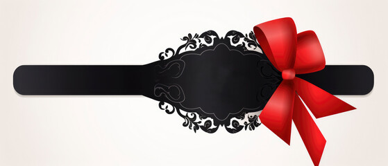 Horizontal red ribbon bows isolated on a white background for black friday