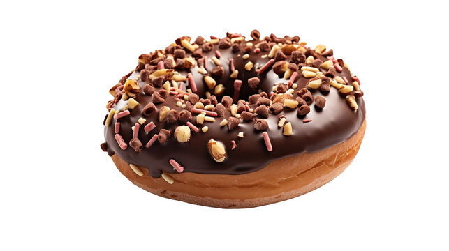 A delicious donut on transparent background, PNG image with background removed, created with Generative Ai technology.