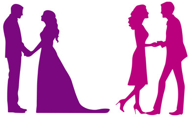 Vector silhouette of couple in love