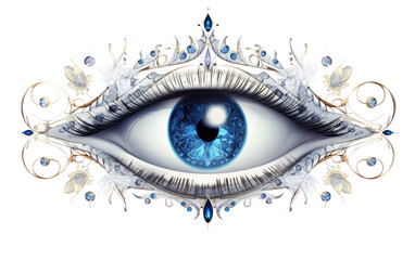 Realistic Enchanted Eye Primer Display on a Clear Surface or PNG Transparent Background.