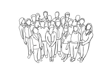 Naklejka premium line art of group of corporate people. Business meeting and workshop. Executive people together. Official board meeting. Diverse business persons vector.a group of people in corporate setting. Execut