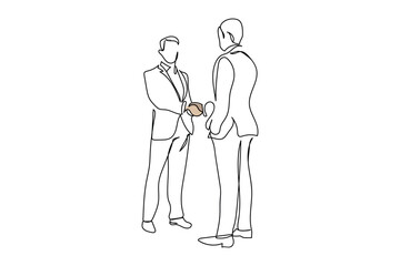 line art of father with grown up sons. Family and fatherhood. art of a young businessman excited and happy over a business deal. Progressive entrepreneurs. Vector hand drawn art of successful and head