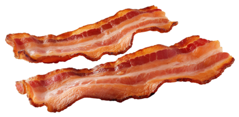 Delicious cooked bacon slices, cut out