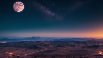 Purple gradient mystical moonlight sky with clouds and stars phone background wallpaper. AI Generated