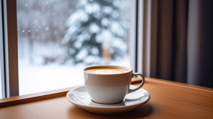 冬のコーヒー、寒い季節の温かい飲み物 - obrazy, fototapety, plakaty