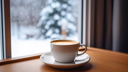 Foto op Canvas 冬のコーヒー、寒い季節の温かい飲み物 © tota