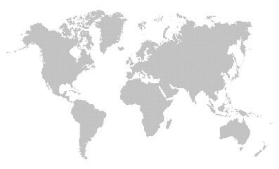 World map halftone printing technique, vector illustration and flat design.