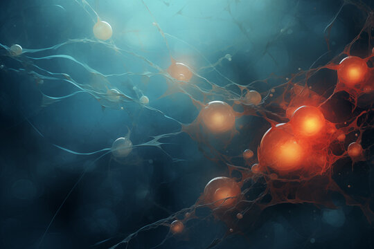 organic cells background, microscopic view, intercellular connections and structures for life, blood and embryos, science biology