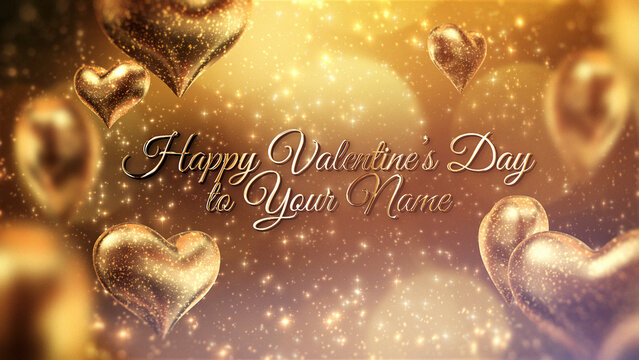 Golden Hearts Valentines Greeting