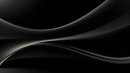 Abstract 3D Background of Curves and Swooshes in black Colors. Elegant Presentation Template