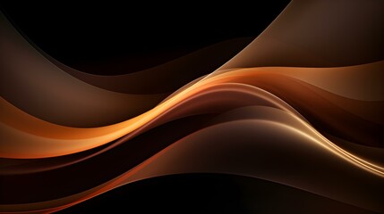 Abstract 3D Background of Curves and Swooshes in dark brown Colors. Elegant Presentation Template