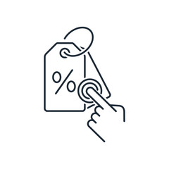 Use the discount. Favorable price offer. Buy cheaper. Vector linear illustration icon isolated on white background. 