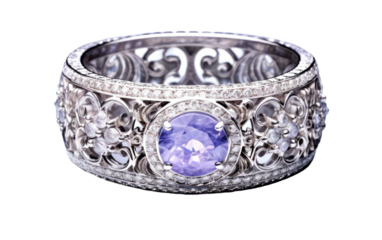 A Visual Symphony with Lavender Lace Ring on a Clear Surface or PNG Transparent Background.