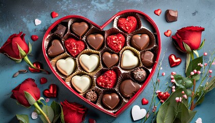 Box of Heart Chocolates for Valentine's Day or Mother's Day
