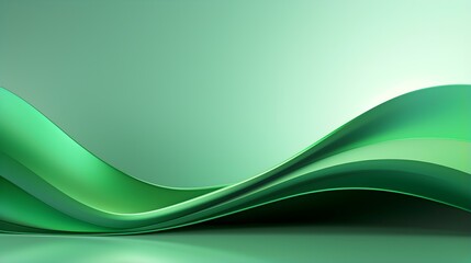 Abstract 3D Background of Curves and Swooshes in green Colors. Elegant Presentation Template