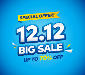 12.12 vector big sale, flash sale banner template design. Vector illustration.
