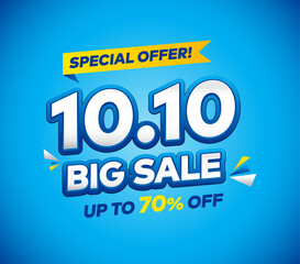 10.10 vector big sale, flash sale banner template design. Vector illustration.