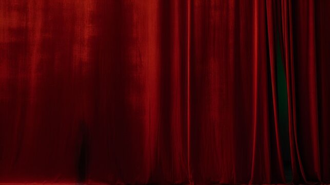 Stage curtains. Red Velvet theater cinema curtain backdrop. Drapes