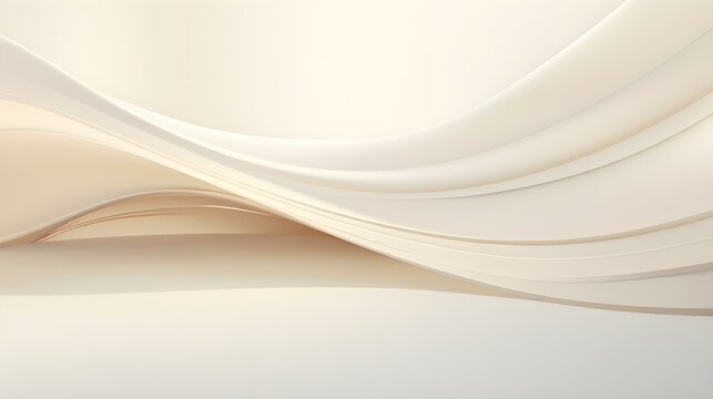 Abstract 3D Background of Curves and Swooshes in ivory Colors. Elegant Presentation Template