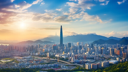 Fototapeta premium Seoul city Downtown skyline in Seoul, South Korea.