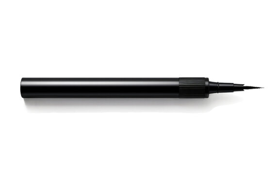 Midnight Black Waterproof Eyeliner Unveiled On A Clear Surface Or PNG Transparent Background.