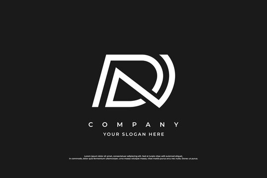 Initial Letter DN or ND Monogram Logo Design Vector