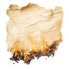 Burning crumpled old brown paper