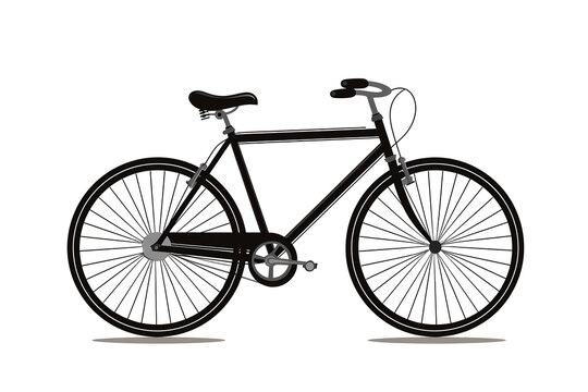 modern bicycle, black color isolated on white background, vector