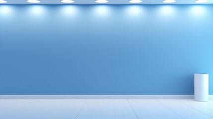 Blue background for product shots, studio lighting, product stand, copy space for text, minimalist, beautiful display