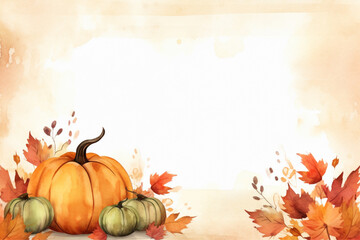 Naklejka na ściany i meble happy thanksgiving in watercolor background