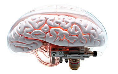 Obraz na płótnie Canvas Realistic Neuroenhancement Brain Implant on a Clear Surface or PNG Transparent Background.