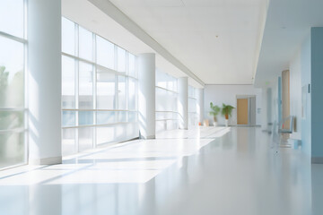 Fototapeta premium Blur corridor image background, hospital or clinic image