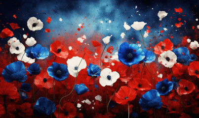 fleurs de bleuet et de coquelicot - symbole de l'armistice 1918 - fond blanc	
 - obrazy, fototapety, plakaty