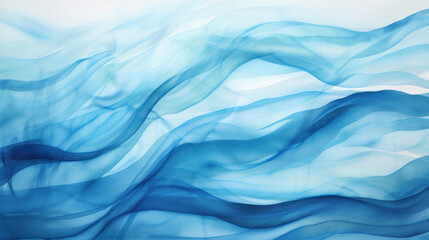 Detailed Blue Watercolor Background with Wave Motif