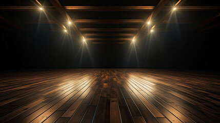 Dark Wooden Floor Spotlight