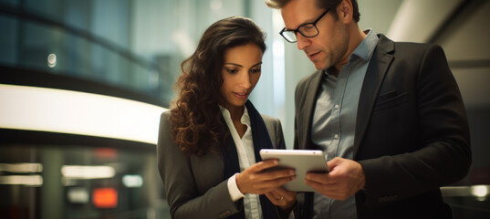 Focused Business Team Analyzing Data on Tablet