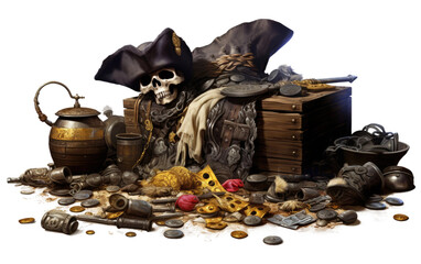Navigating the Seas in Search of Pirates' Bounty on a Clear Surface or PNG Transparent Background.