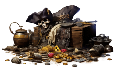 Navigating the Seas in Search of Pirates' Bounty on a Clear Surface or PNG Transparent Background.