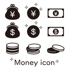 モノクロのお金のアイコン