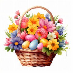 Obraz na płótnie Canvas Easter Basket Clipart isolated on white background