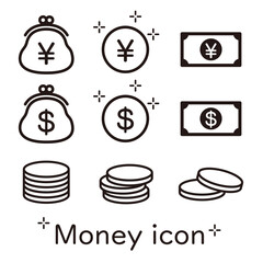 モノクロのお金のアイコン