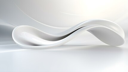 Abstract 3D Background of Curves and Swooshes in white Colors. Elegant Presentation Template