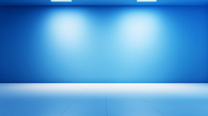 Empty blue room with gradient blue background