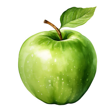 Green Apple, Fruits, watercolor illustrations