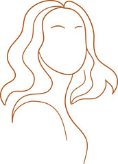 Orange Women Face Pose Hand Drawn Line Art
