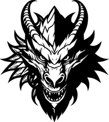 Dragon Fantasy Creature Vintage Outline Icon In Hand-drawn Style