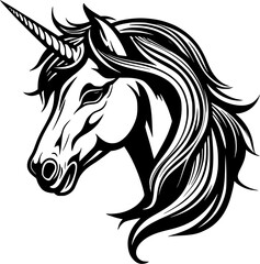 Unicorn Fantasy Creature Vintage Outline Icon In Hand-drawn Style