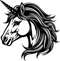 Unicorn Fantasy Creature Vintage Outline Icon In Hand-drawn Style