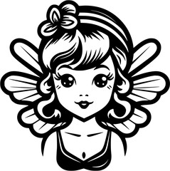 Fairy Fantasy Creature Vintage Outline Icon In Hand-drawn Style